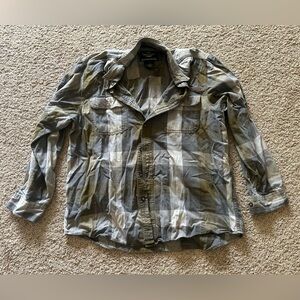 Harley Davidson Flannel Shirt Men's XL Plaid Button Up Long Sleeve Patch Biker